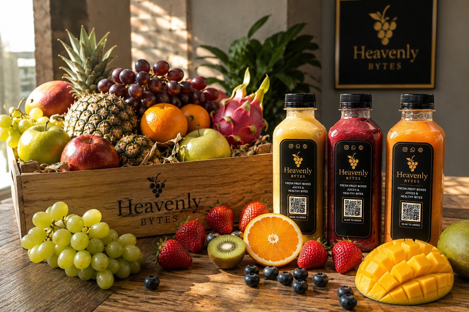 Fresh fruit boxes and juices by Heavenly Bytes